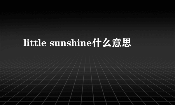 little sunshine什么意思