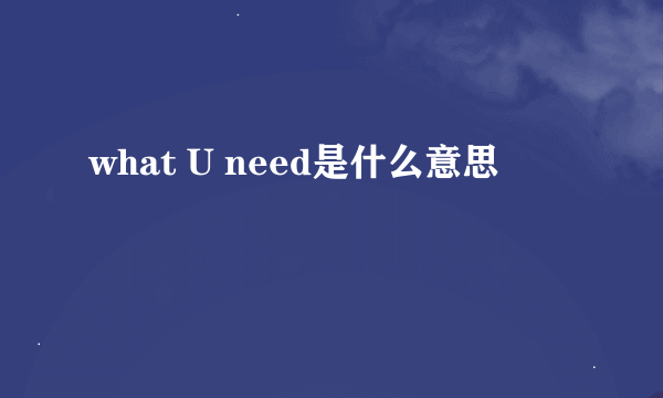 what U need是什么意思