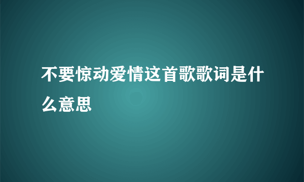 不要惊动爱情这首歌歌词是什么意思