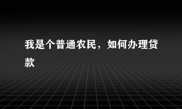 我是个普通农民，如何办理贷款