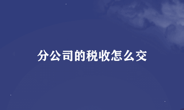 分公司的税收怎么交