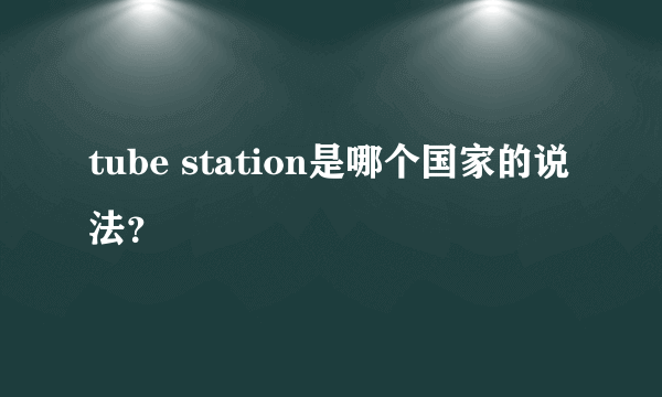 tube station是哪个国家的说法？