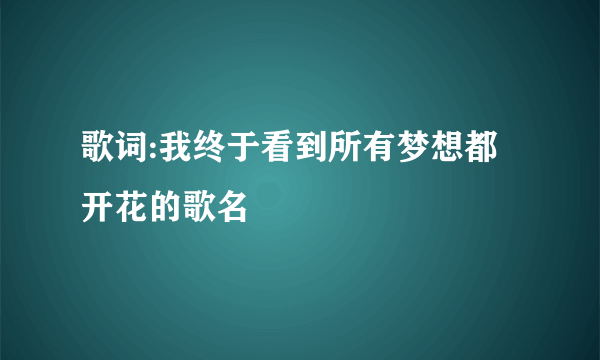 歌词:我终于看到所有梦想都开花的歌名