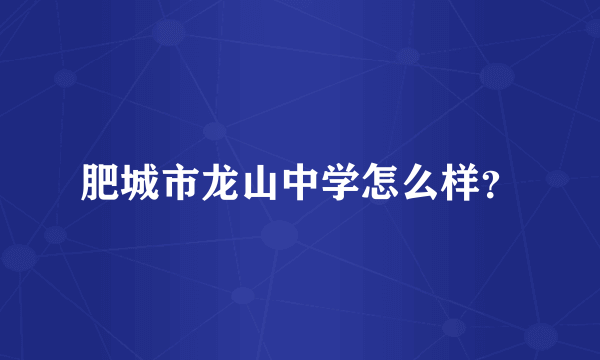 肥城市龙山中学怎么样？