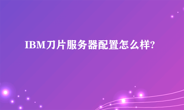 IBM刀片服务器配置怎么样?