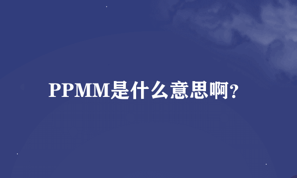 PPMM是什么意思啊？