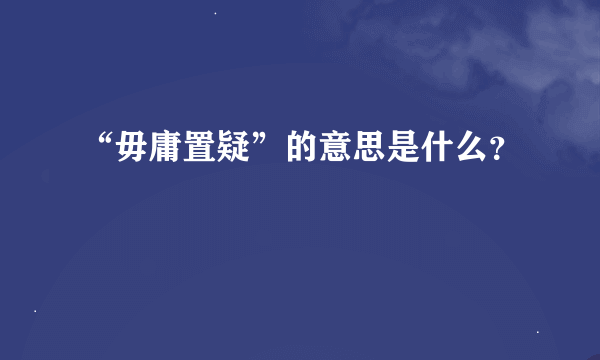 “毋庸置疑”的意思是什么？