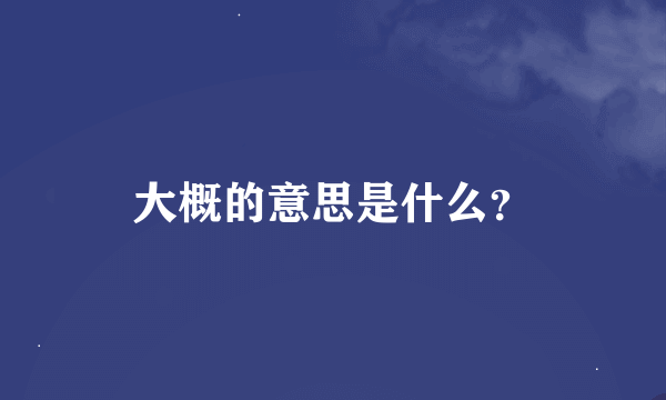 大概的意思是什么？