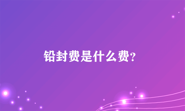 铅封费是什么费？