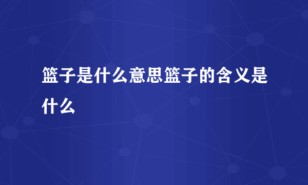 篮子是什么意思篮子的含义是什么