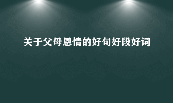 关于父母恩情的好句好段好词