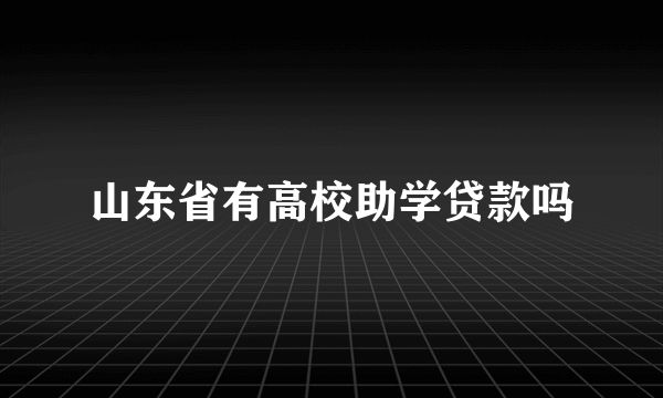 山东省有高校助学贷款吗