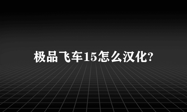 极品飞车15怎么汉化?