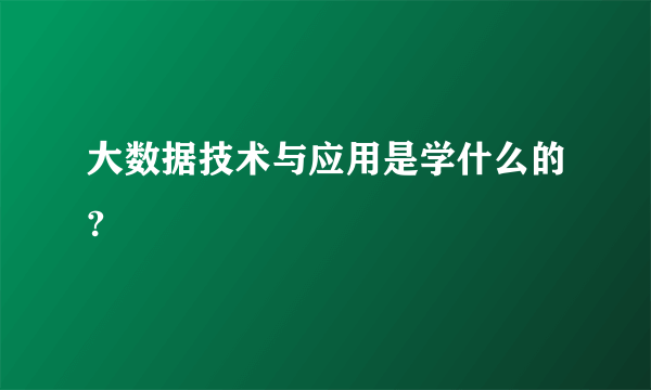 大数据技术与应用是学什么的?