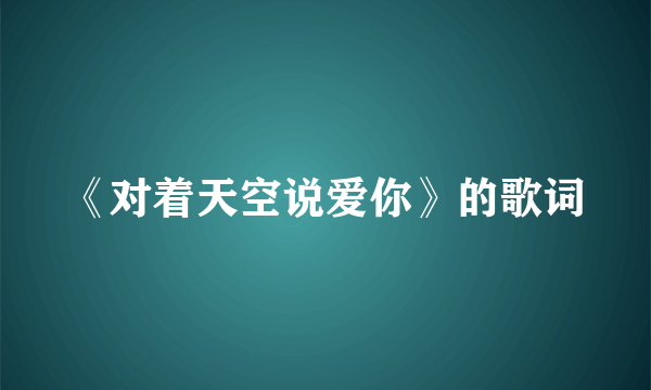 《对着天空说爱你》的歌词