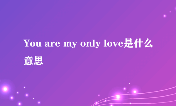 You are my only love是什么意思