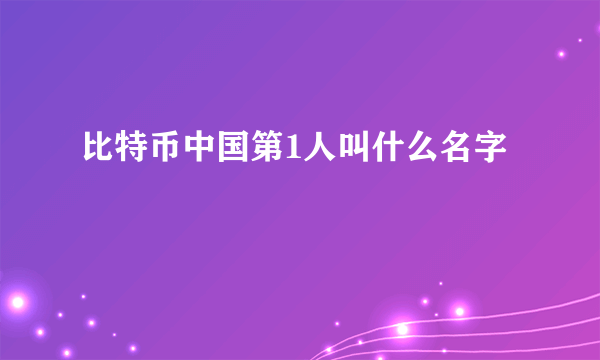 比特币中国第1人叫什么名字