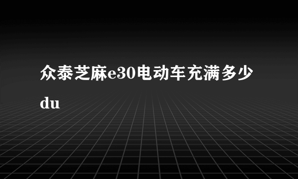 众泰芝麻e30电动车充满多少du