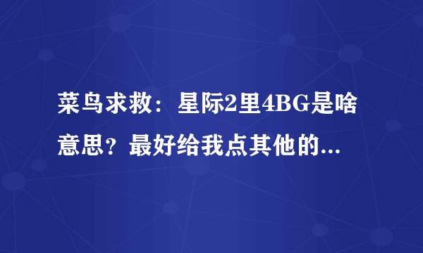 菜鸟求救：星际2里4BG是啥意思？最好给我点其他的星际2术语啊（带解释）