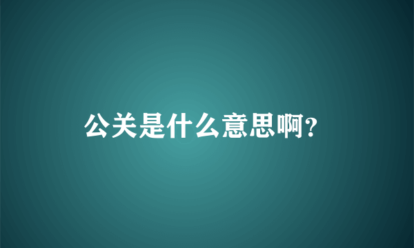 公关是什么意思啊？