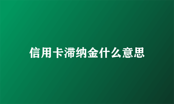 信用卡滞纳金什么意思