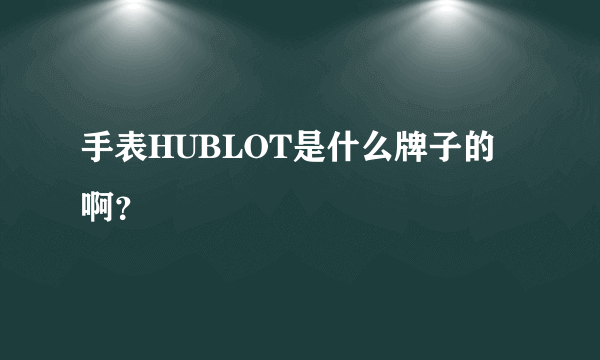 手表HUBLOT是什么牌子的啊？