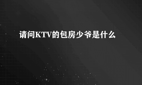 请问KTV的包房少爷是什么