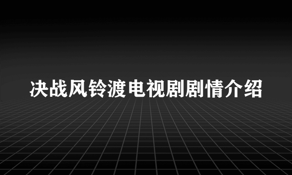 决战风铃渡电视剧剧情介绍