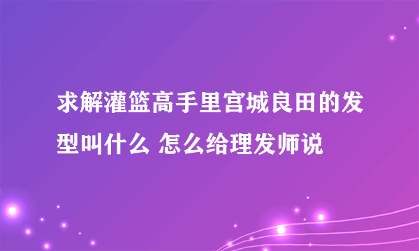 求解灌篮高手里宫城良田的发型叫什么 怎么给理发师说