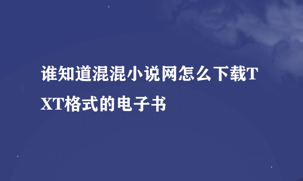 谁知道混混小说网怎么下载TXT格式的电子书