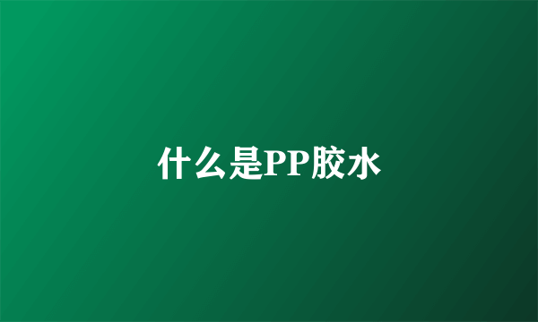 什么是PP胶水