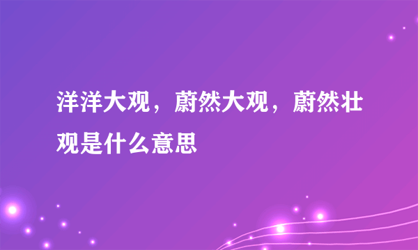 洋洋大观，蔚然大观，蔚然壮观是什么意思