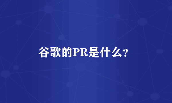 谷歌的PR是什么？