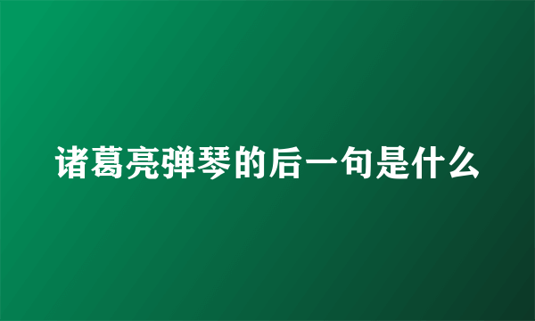 诸葛亮弹琴的后一句是什么