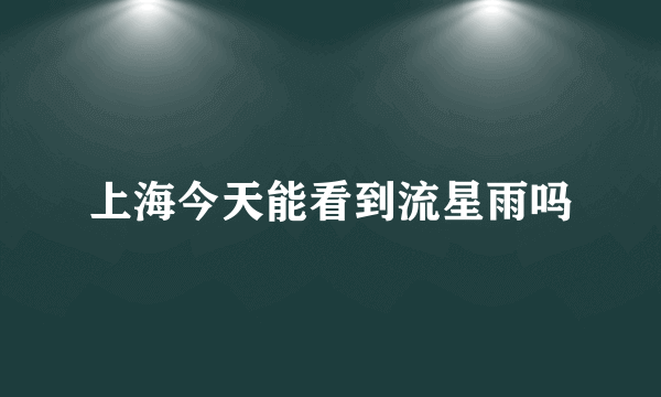 上海今天能看到流星雨吗