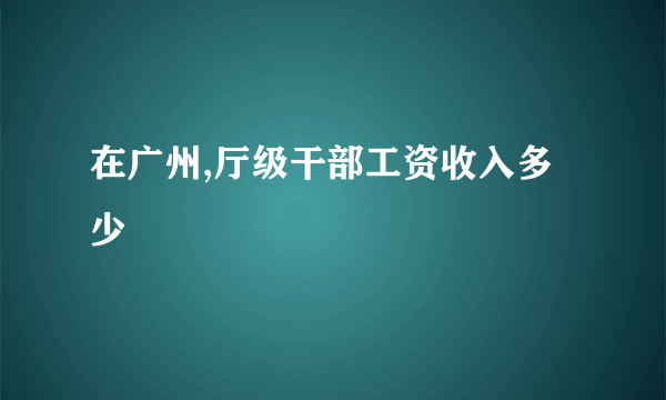 在广州,厅级干部工资收入多少