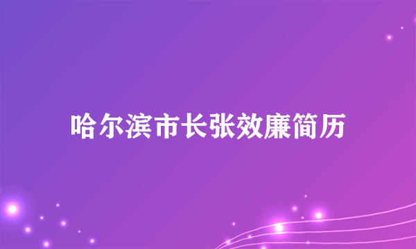 哈尔滨市长张效廉简历