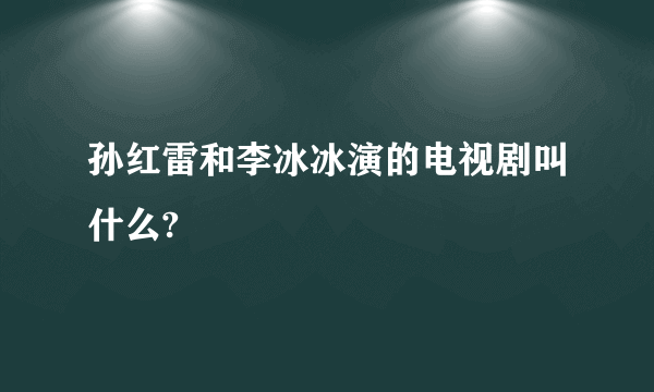 孙红雷和李冰冰演的电视剧叫什么?