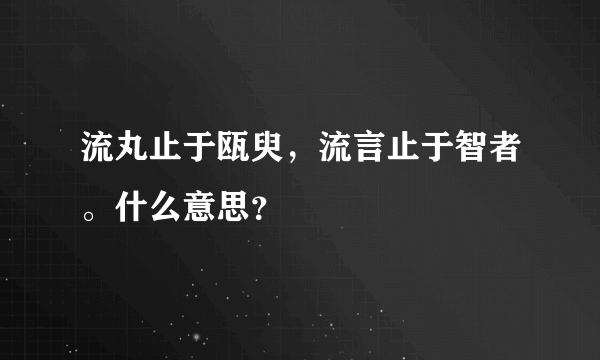 流丸止于瓯臾，流言止于智者。什么意思？