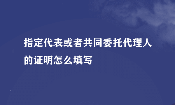 指定代表或者共同委托代理人的证明怎么填写