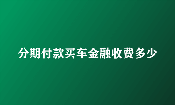 分期付款买车金融收费多少