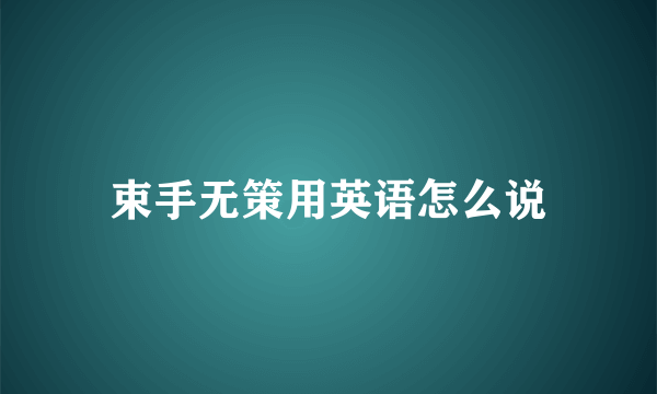 束手无策用英语怎么说