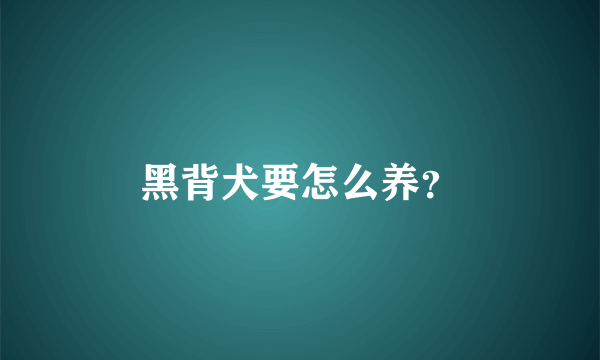 黑背犬要怎么养？