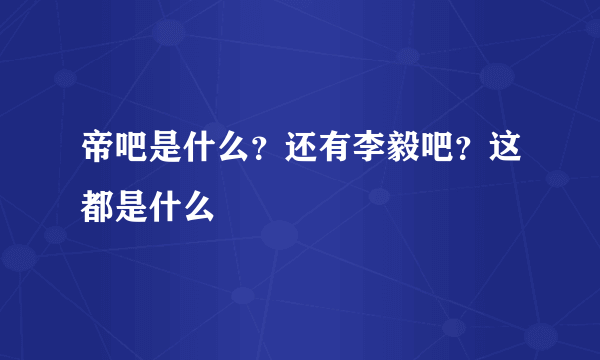 帝吧是什么？还有李毅吧？这都是什么