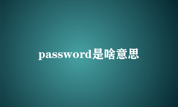 password是啥意思