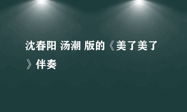 沈春阳 汤潮 版的《美了美了》伴奏