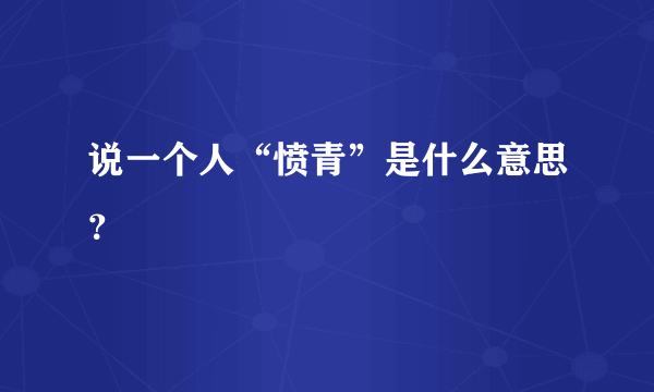 说一个人“愤青”是什么意思？