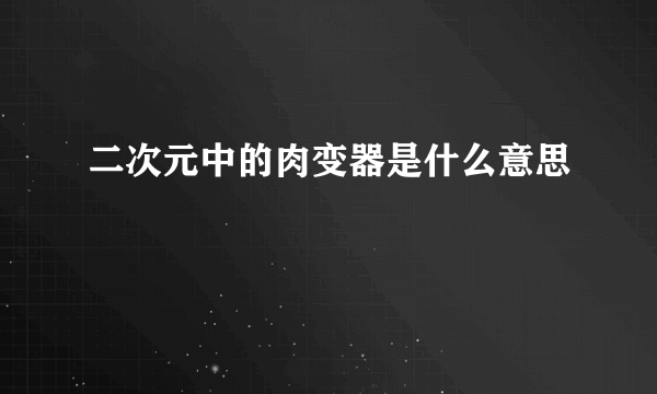 二次元中的肉变器是什么意思