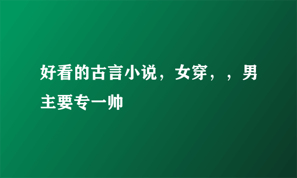 好看的古言小说，女穿，，男主要专一帅