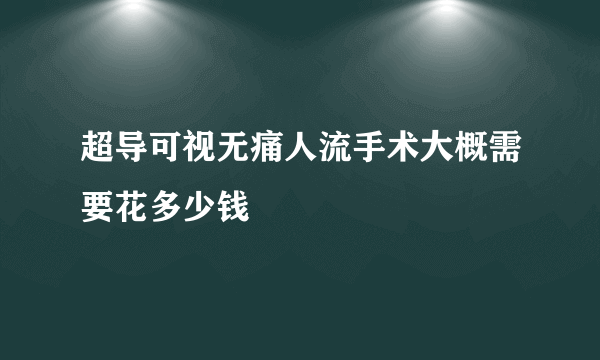 超导可视无痛人流手术大概需要花多少钱